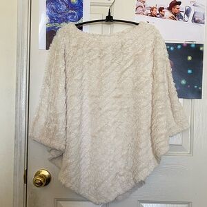 Cream colored Faux Fur Poncho